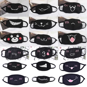 

10pcs Pattern Mask Cotton Face Mask Washable Reusable Anti-Dust Mask, Black Unisex Face Mask