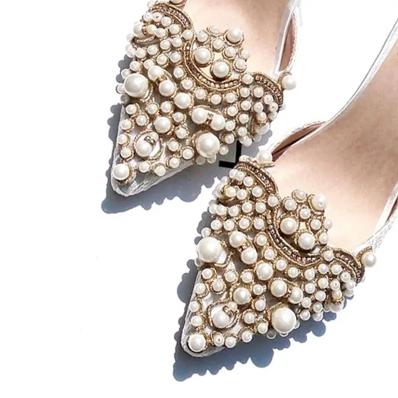 

1Pcs Artificial Flower Shoe Clip with Rhinestones Iron on Patch Applique DIY Embroidery Thread Handmade Accessories