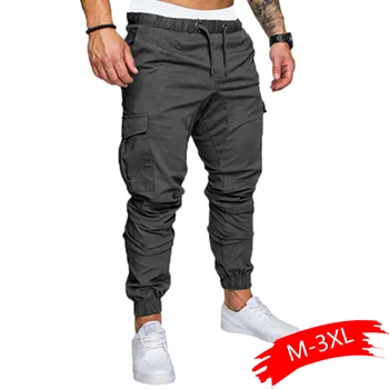 

Autumn Men Pants Hip Hop Harem Joggers Pants 2019 New Male Trousers Mens Solid Multi-pocket Cargo Pants Skinny Fit Sweatpants