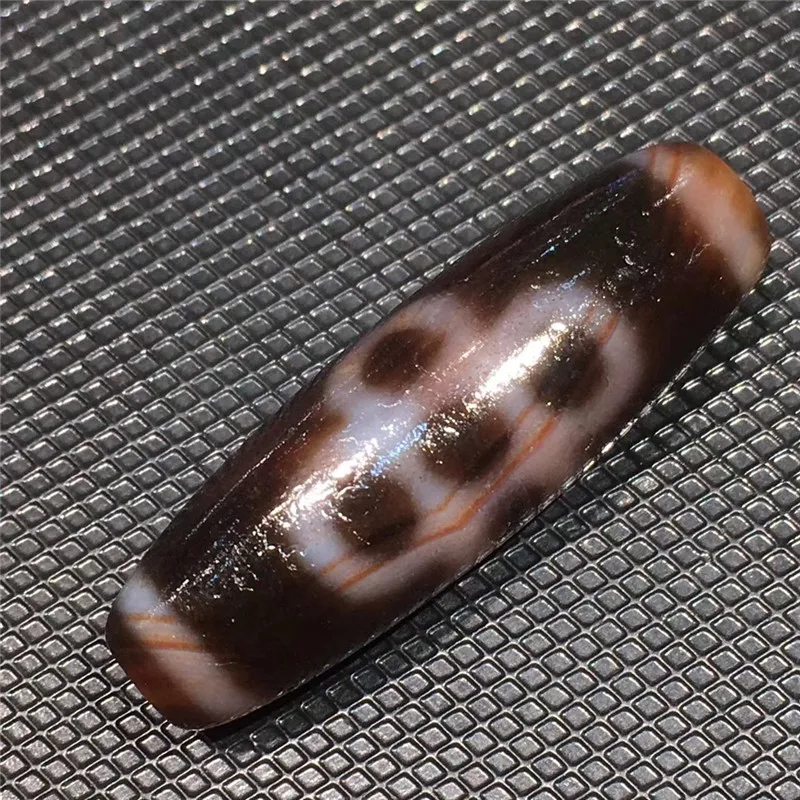 

190831-2 Cinnabar Lightning five eyes Pattern Dzi Bead Big Wisdom Totem Amulets Talisman Treasure Free Shipping