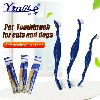 

1Pc 2019 New Pet Cat Dog Tooth Brush Dental Care for Pet Double Heads Toothbrush Mouth Cleaning Toothbrushes Dogs Puppy Brushes