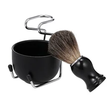 Men Shaving Set with Shaving Soap Bowl Shaving Brush Stand Base Barber Shaving Tools Male Facial Hair Cleaning Bathroom Kit
