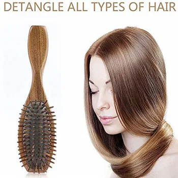 

Beech Anti-Static Styling Tool Wooden Balance Oil Handheld Dry Wet Air Paddle Women Girls Hair Brush Detangling Massage Comb