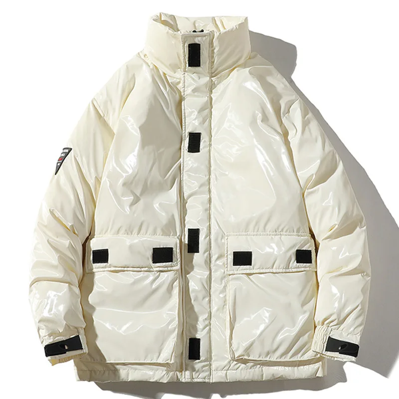 Aolamegs/зимняя куртка для мужчин; яркая хлопковая стеганая куртка; мужская куртка с воротником-стойкой; плотная модная куртка с большими карманами; ветрозащитная уличная куртка - Цвет: White