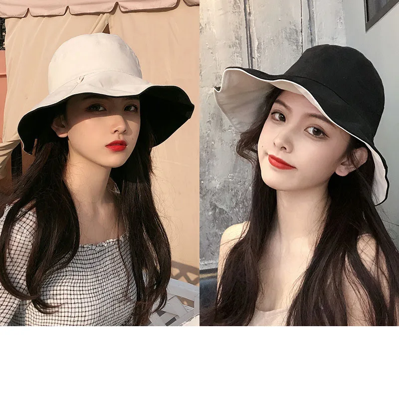 

Sunscreen summer Easy to match Brim of cap Fisherman's hat Two-sided ultraviolet-proof block out the sun Hat female
