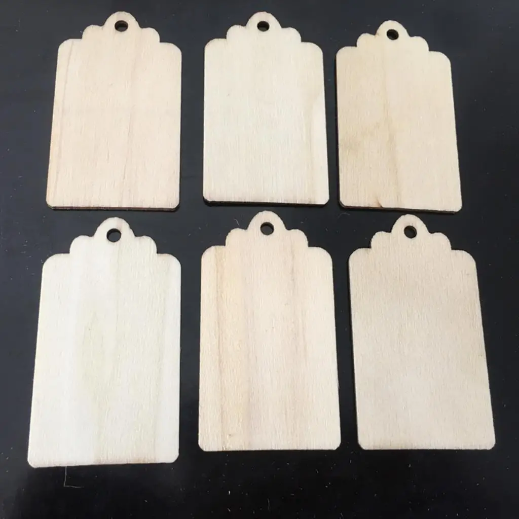 Blank Plaque 20 Pcs Building Model Pendant DIY Craft Pyrography Unfinished Wood Piece Xmas Wish Tree Gift Tags Hanging Labels