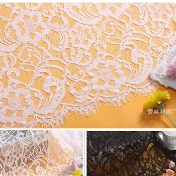 

Wholesale New design high quality 3 meters x 1.35 meter Eyelash bridal lace fabric and French voile African light lace fabric