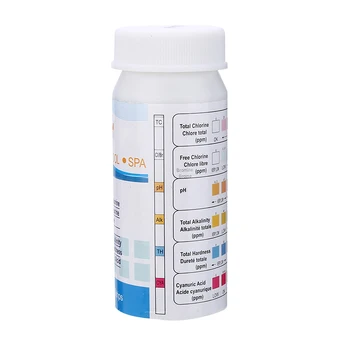 

6-In-1 50pcs/bottle Swimming Pool Test Paper Chlorine PH Value Alkalinity Hardness Test Strip Hot Tub Water Quality