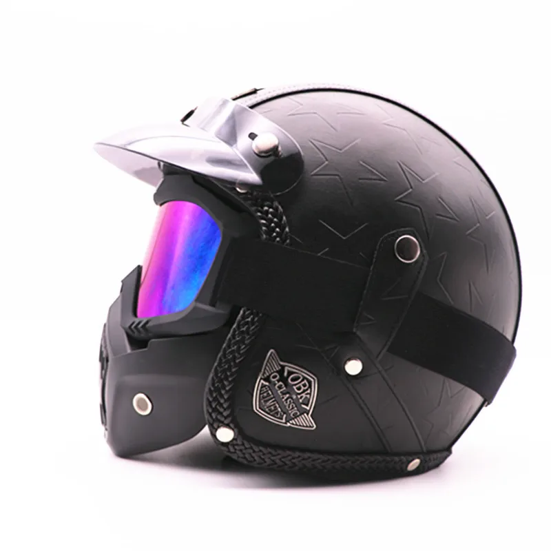 No 5 Ретро-шлем мотоциклетный шлем Чоппер Casco с очками винтажный шлем с открытым лицом шлем мотоциклетные шлемы Motocicleta DOT - Цвет: No 5