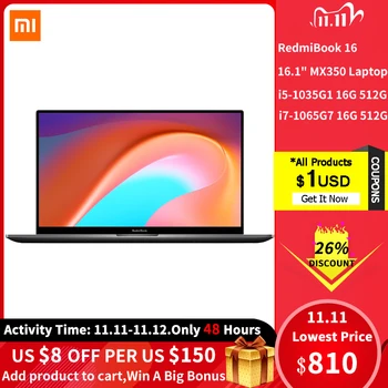 

Xiaomi Redmibook 16 Laptop Intel Edition Notebook i5-1035G1/i7-1065G7 MX350 2GB 16GB DDR4 512GB SSD 1080P Resolution Computer