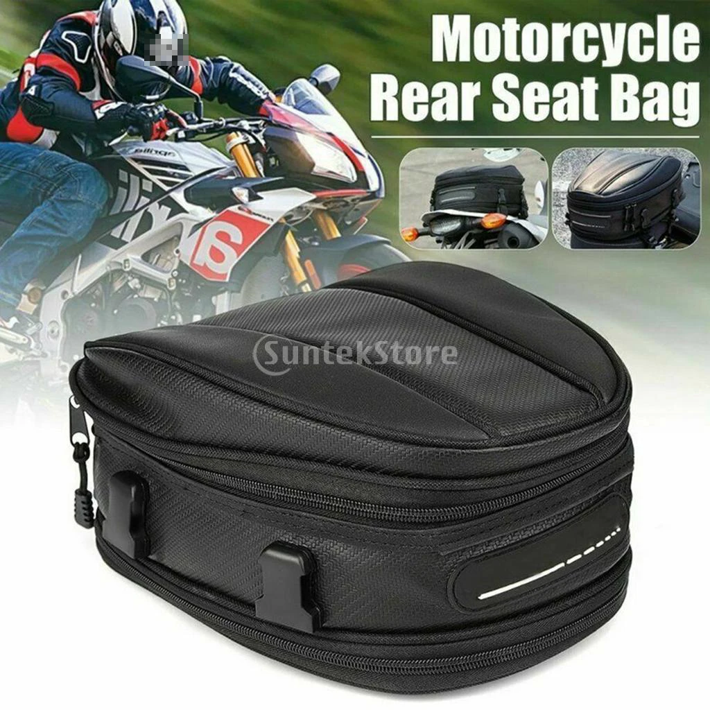 Motorcycle Tail Seat Bag Saddle Bags Waterproof Sport Backpack Durable Black