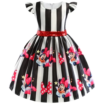 

Baby Girls Minnie Striped Sequins Big Bow Kids Christmas Dress Clothes Princess Party Costume Dresses Halloween Cosplay Clothing