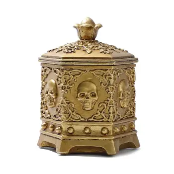 

Metal Hollow Skeleton Skull Candle Holder Ornaments Party Bar Ktv Ornaments Human Head Jewelry Storage Jar