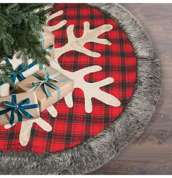 

Red Tree Skirts Christmas Tree Skirts Plaid Ornaments Xmas Decoration for Home Tree Skirts New Year Decoration