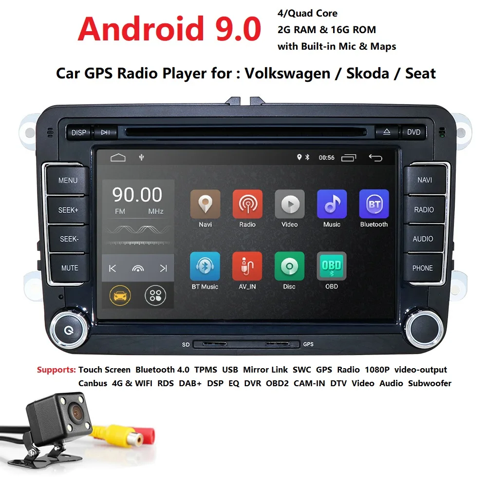 DSP IPS 2 Din Car DVD Player For VW Volkswagen Passat b6 b7 Skoda Octavia Superb 2 T5 Golf 5 Polo Seat leon Radio GPS Navigation