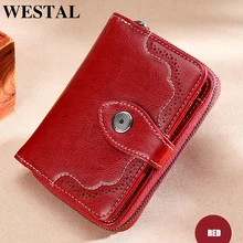 Мужской кошелек WESTAL из натуральной кожи, Женский кошелек, винтажный женский кошелек, короткий кошелек для женщин, держатель для карт, дизайнерская сумка для денег