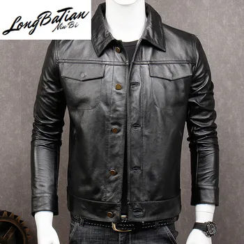 

Genuine Jacket 2020 Men Short Cowhide Coats Spring Autumn 100% Cow Leather Jackets Veste Cuir Homme KJ