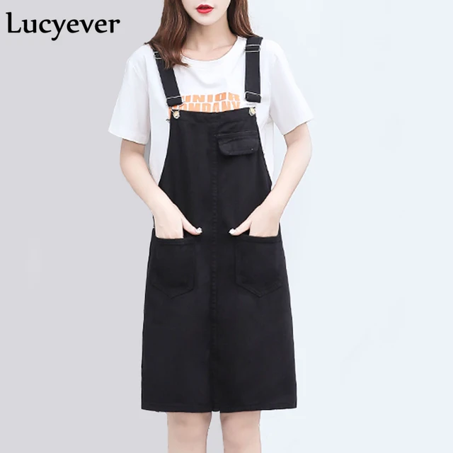JMPRS Harajuku Denim Dress Women Summer Sleeveless Suspenders Jeans Dress Casual Black White Plus Size Girls vestidos S-5XL 1