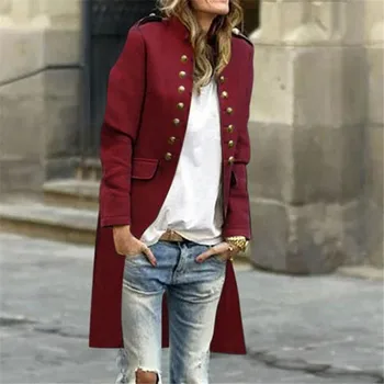 

Ladies' Long Jackets New Fashin Cardigan Long Sleeves Turtleneck Casual Coats Female Buttons Autumn Winter Outwear Women Costume