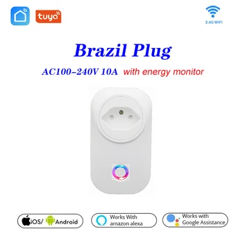 

Tuya WIFI Smart Socket Smart Plug Brazil Plug 10A Remote Control Alexa Google Home Energy Monitor