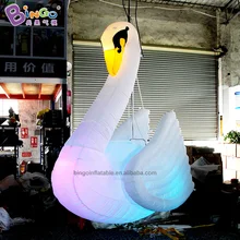 Hot selling 2.2 meters height inflatable lighting swan hanging LED cartoon colored lights swan model decoration toys