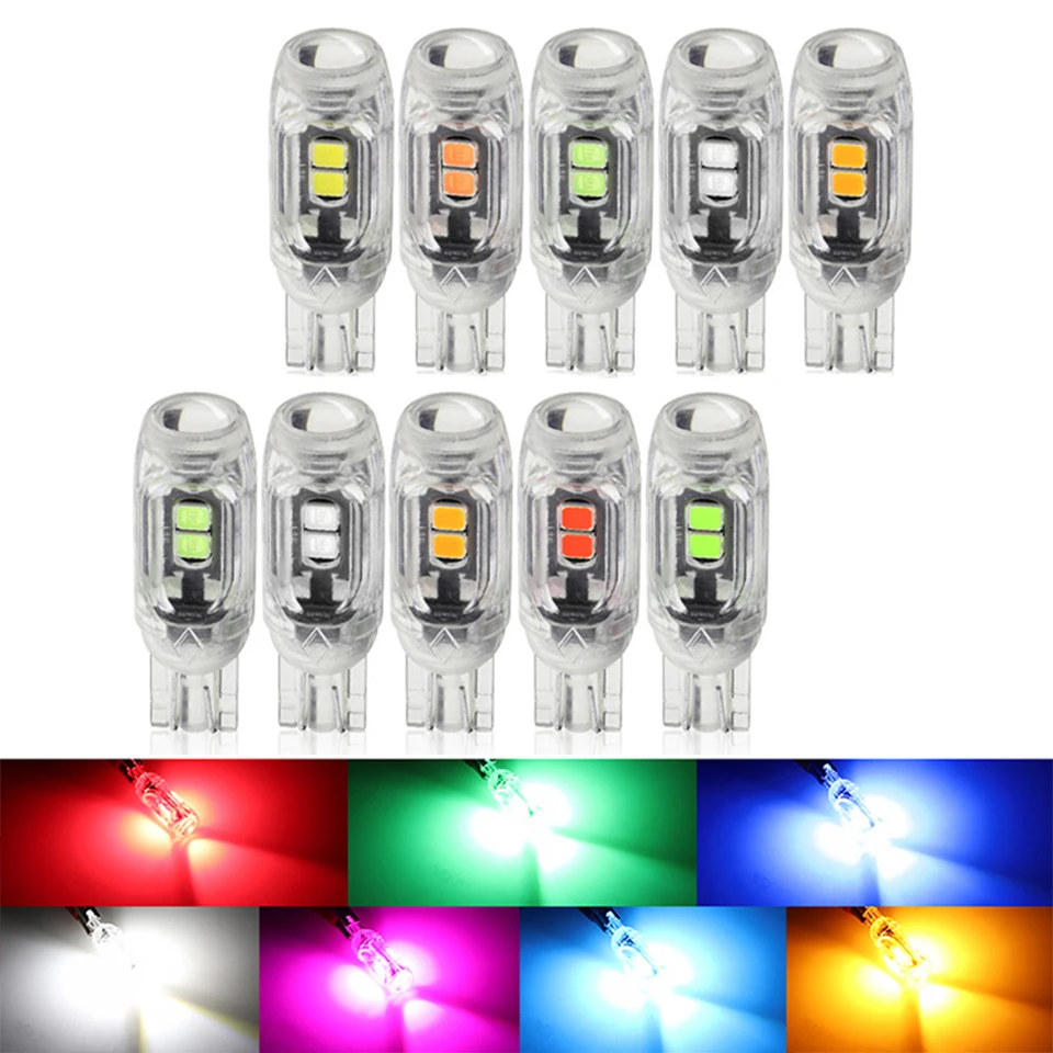 10X T10 LED W5W без полярности Canbus пластиковая защита 5smd 3030 автомобильный внутренний свет для чтения двери номерного знака клиновидная лампа 12 В
