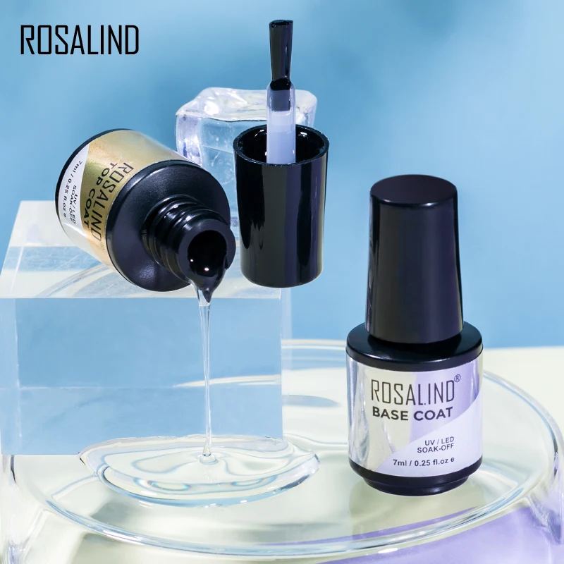 ROSALIND Gel Polish Top Coat UV Lamp Gel Soak Off Reinforce 7ml Long Lasting Nails Art Manicure Gel Lak Varnishes Primer 6