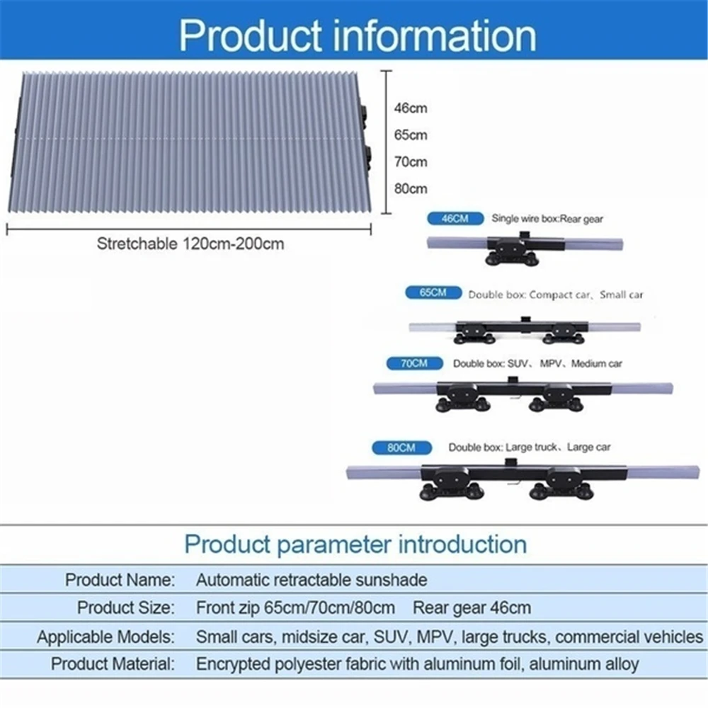 Солнцезащитный козырек для автомобильного окна, выдвижная шторка для лобового стекла, Солнцезащитная Крышка для переднего заднего окна, шторка из фольги, защита от УФ-излучения, шторка для автомобильного окна 45/65/70 см