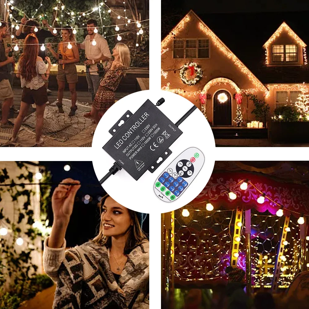 AC 110V 220V LED Strip Dimmer 23 Keys RF Remote Controller Dimmer for Dimming LED String/LED Bulb/LED Strip with EU/US/AU Plug led strip controller led dimmer switch led dimmer controller smart dimmer switch led strip switch led string dimmer power cords dimmer switch