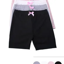 Одежда для девочек, 4 шт. однотонные безопасные штаны с бантом длинное нижнее белье с эластичной резинкой на талии, чехол, платье случайное воздействие