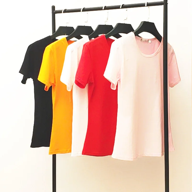 Футболка женская однотонная базовая Повседневная рубашка в стиле Харадзюку топ