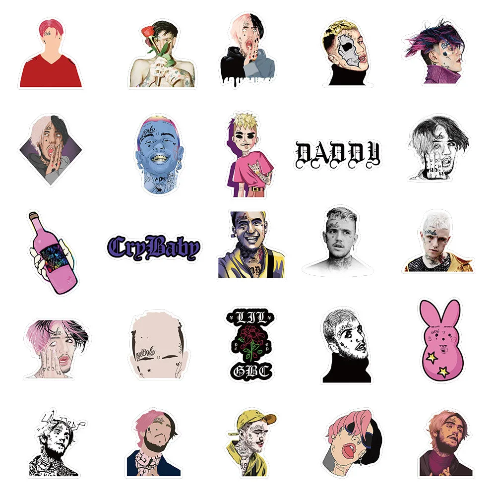 10/30/50PCS American Rapper Lil Peep Personalized Decoration Graffiti Waterproof Sticker Notebook Water Cup Skateboard Wholesale