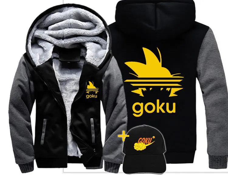 Модная одежда Goku Saiyan dragon ball для мужчин wo Мужская теплая Толстая куртка зимняя теплая бархатная Толстовка Топ толстовки