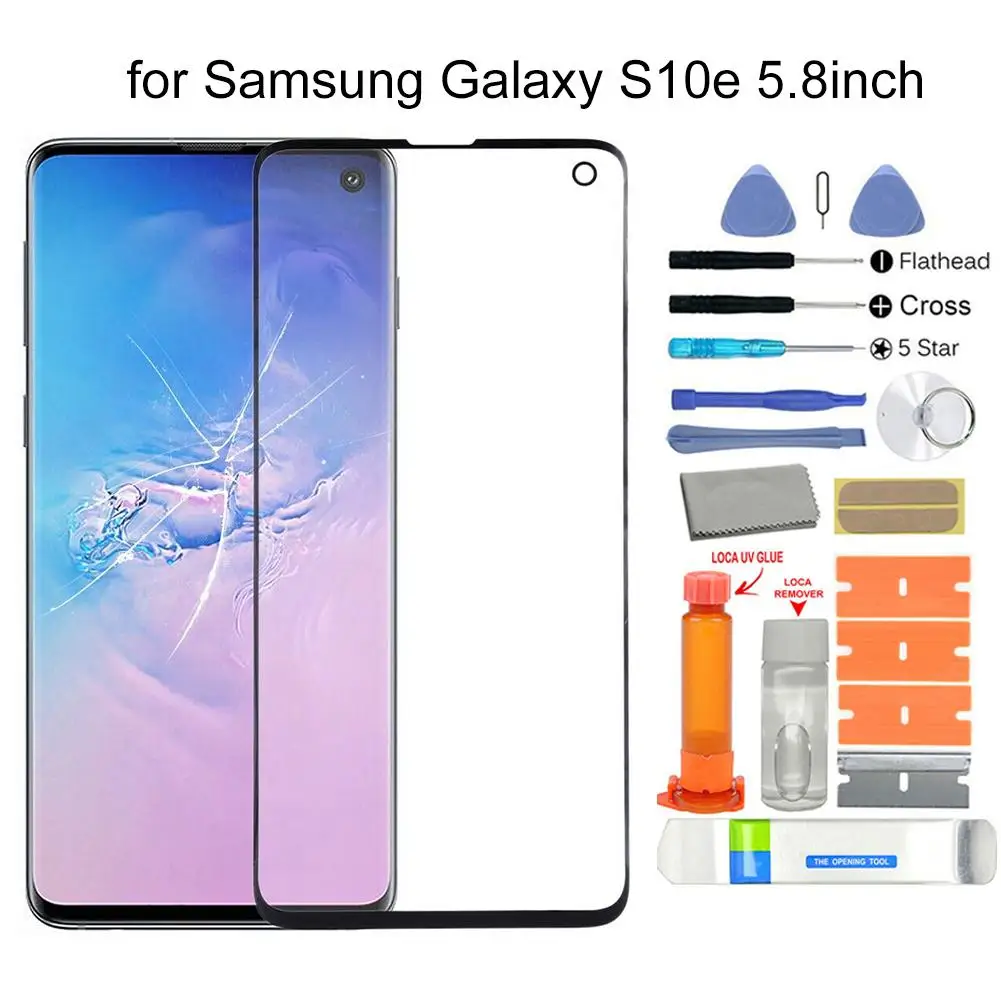 

Front Glass Touch Screen Kit with tools for Samsung Galaxy S10e SM-G970F G970 Front Glass Screen Replacement Kits with Glue New