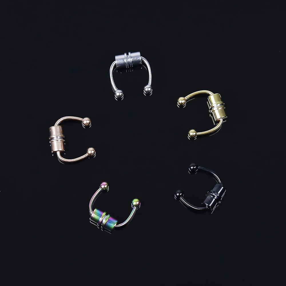 Fake Nose Ring Hoop Nose Septum Rings Stainless Steel Magnet Nose Punk Fake Piercing Body Jewelry Hip Hop Rock Ear clip Jewelry