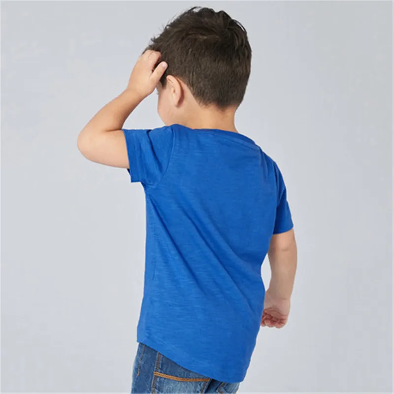 Little Maven/ Новая летняя одежда для маленьких мальчиков, футболка с короткими рукавами и круглым вырезом, синие футболки с рисунком ракеты, топы для мальчиков 1-7 лет