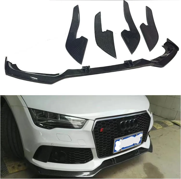 

Real Carbon Fiber Front Bumper Lip Splitters Aprons Cup Flaps Cover For AUDI A7 S7 RS7 2012 2013 2014 2015 2016 2017 2018