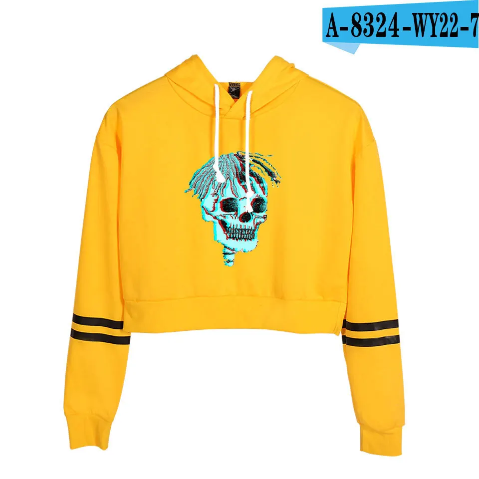 A8324-7 Модный принт sudadera xxtentacion толстовки с капюшоном женские укороченный топ рубашка пуловер Толстовка Revenge Harajuku одежда - Цвет: A8324-7