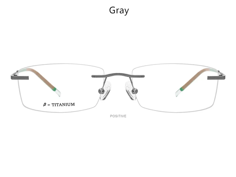 Очки без оправы из титанового сплава, Мужская оптическая оправа для близорукости, Безвинтовые очки, мужские ультралегкие квадратные очки по рецепту - Цвет оправы: Серый