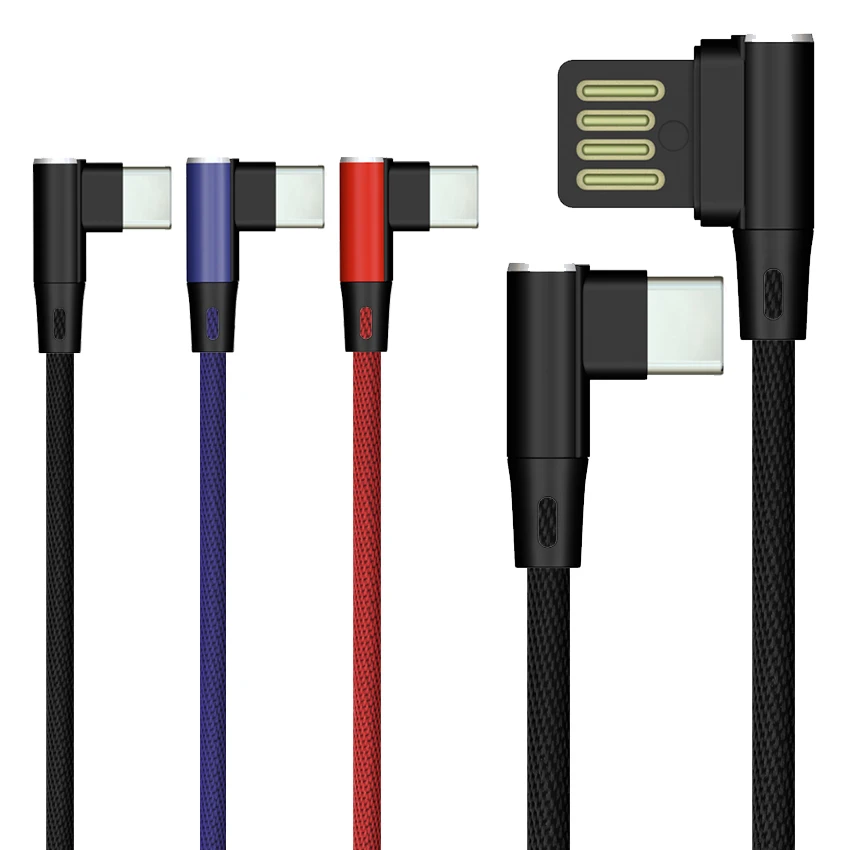 1 м USB C кабель 3 Быстрая зарядка 90 градусов нейлоновая оплетка L Тип шнур для