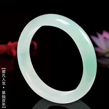 

Zheru Jewelry Natural Burmese Jade 54-64mm Light Color Bracelet Elegant Princess Jewelry Best Gift