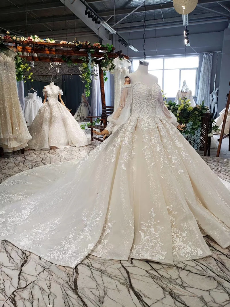 HTL617 кружевные свадебные платья со шлейфом, с открытыми плечами, с кисточками, с открытыми плечами, размера плюс, свадебные платья, новинка, vestido de noiva, boho