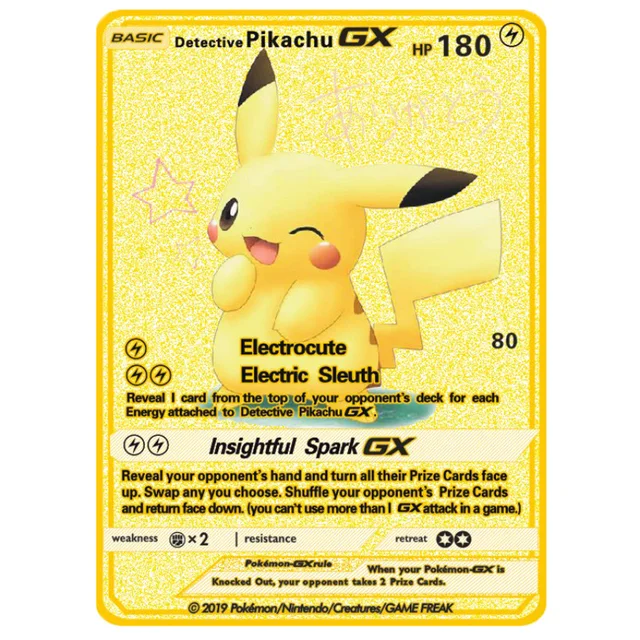 NEW Pokemon Gold Metal Flash Mewtwo Mew Big Pikachu Charizard Game Battle Collection Trading Action Figure Model Card for Kid 1
