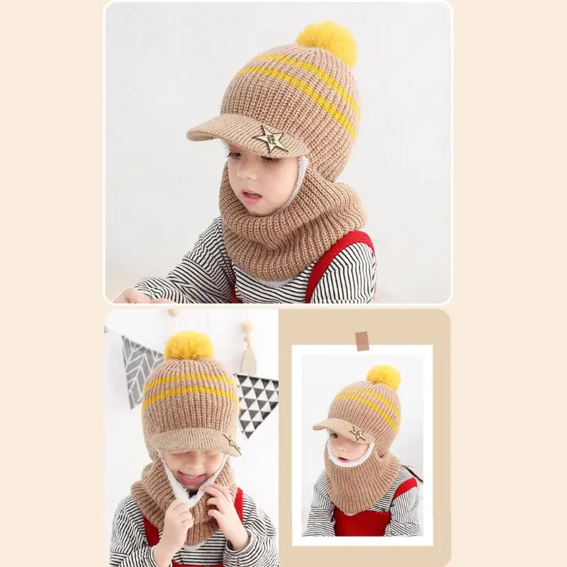 Детская зимняя шапка с помпонами, шапочки для маленьких девочек и ...