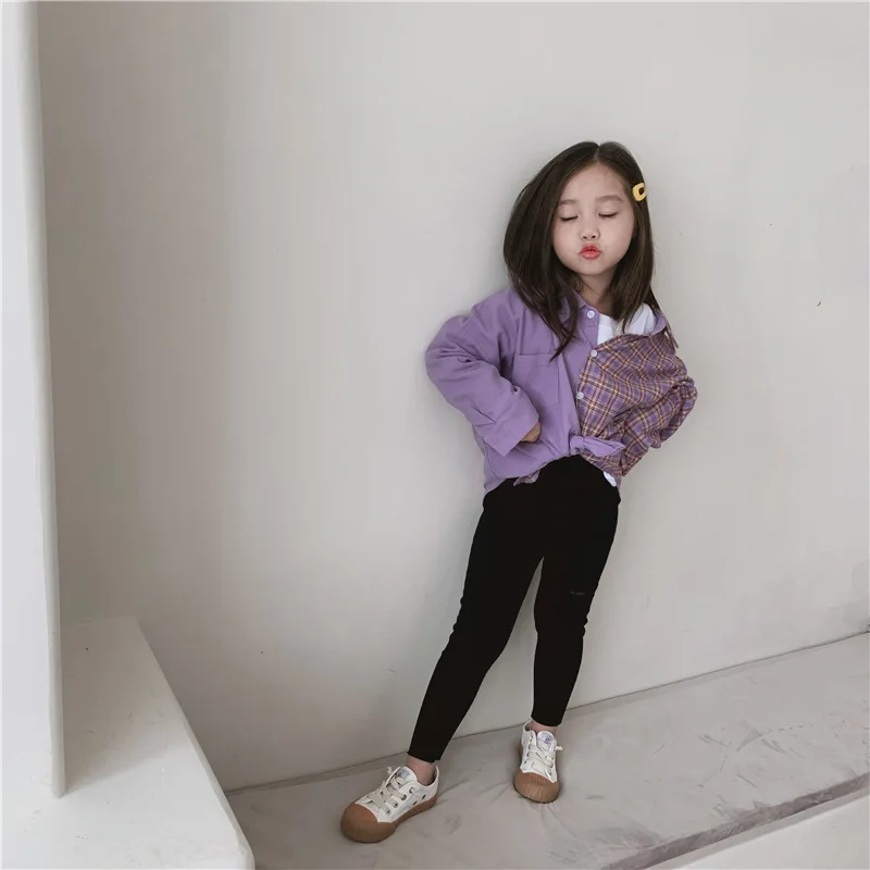 Girls Leggings White Black Hole Skinny Pants Autumn New Arrival Casual Kids Trousers 2 3 4 5 6 7 Years Toddler Girl Legging