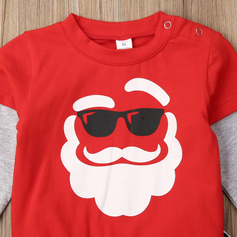 Модные рождественские комплекты костюмов для маленьких мальчиков и девочек пуловер с Санта-Клаусом Толстовка+ длинные штаны детские костюмы из 2 предметов 1-6Y