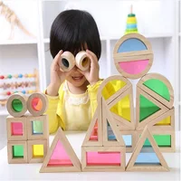 Regenbogen Stapel Acryl Block Montessori Holz Spielzeug – Bild 4
