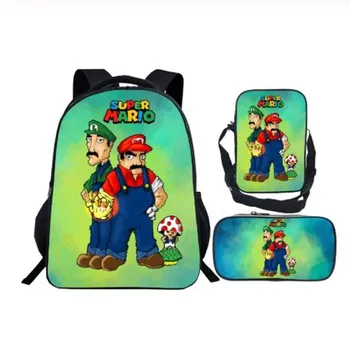 

3pcs/set Cartoon Mario Backpack Children School Bags for Teenager Boys Girls Bagpack Kids School Backpack Student Book Bags