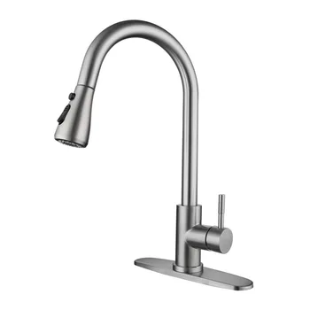 

Single Handle Brushed Nickel Pull Out Kitchen Faucet Stainless Steel Kitchen Sink Faucet with Pull Down Sprayer Kitchen Fixture