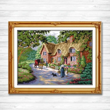 

Life in countryside Counted Printed on canvas DMC 11CT 14CT Cross Stitch kit needlework Set embroidery Europe Scenery Home Decor